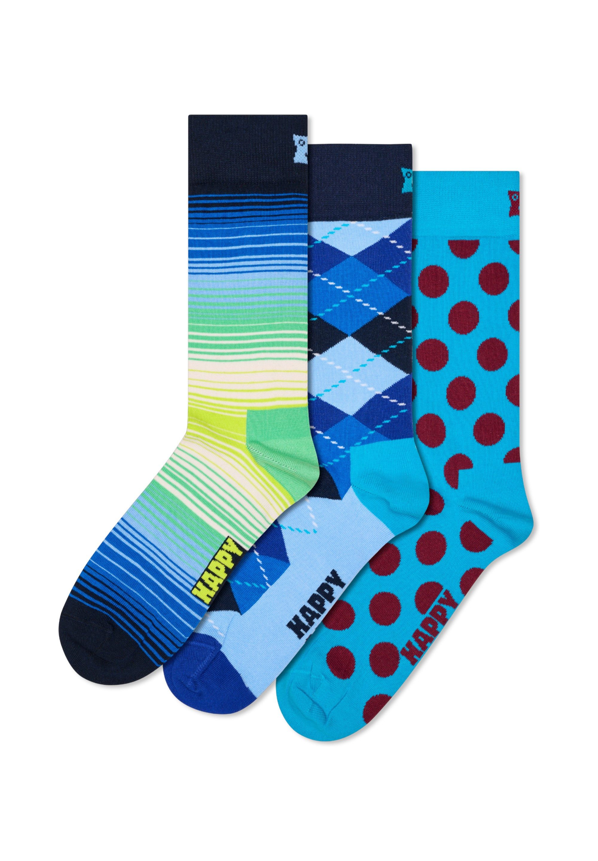 Happy Socks Basicsocken 3-Pack Geometric Socks Verstärkte Ferse, besserer H günstig online kaufen