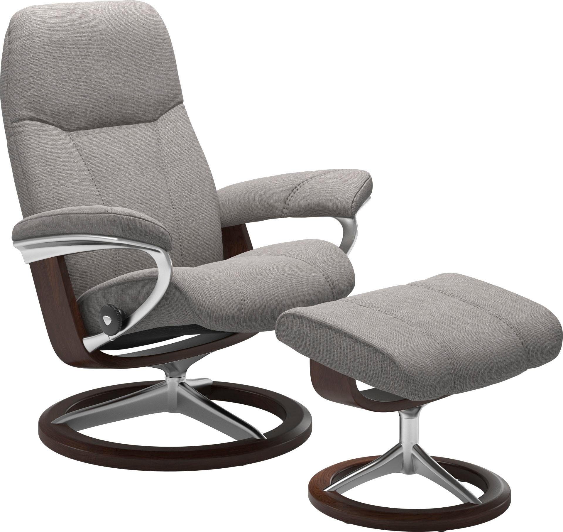 Stressless® Relaxsessel Consul (Set, Relaxsessel mit Hocker), mit Hocker, mit Signature Base, Größe L, Gestell Braun