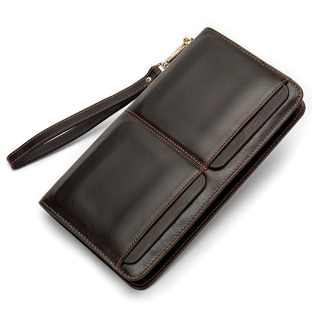 YUBRO-STUDIO Clutch Herren Geldbörse Echtleder Kartenhalter Organizer Große Kapazität