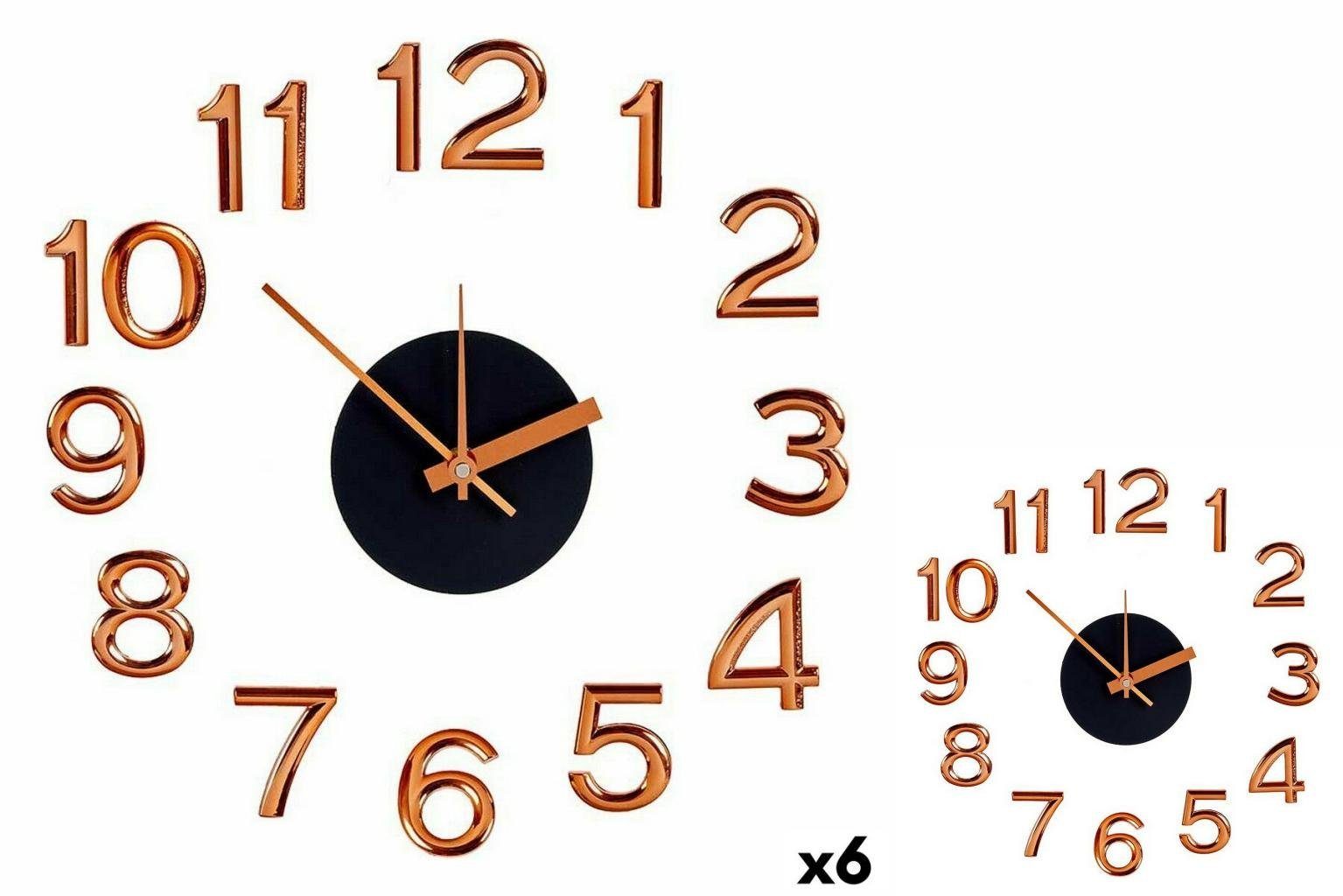 Gift Decor Uhr Wanduhr Klebstoff Bronze ABS EVA Ø 35 cm 6 Stück