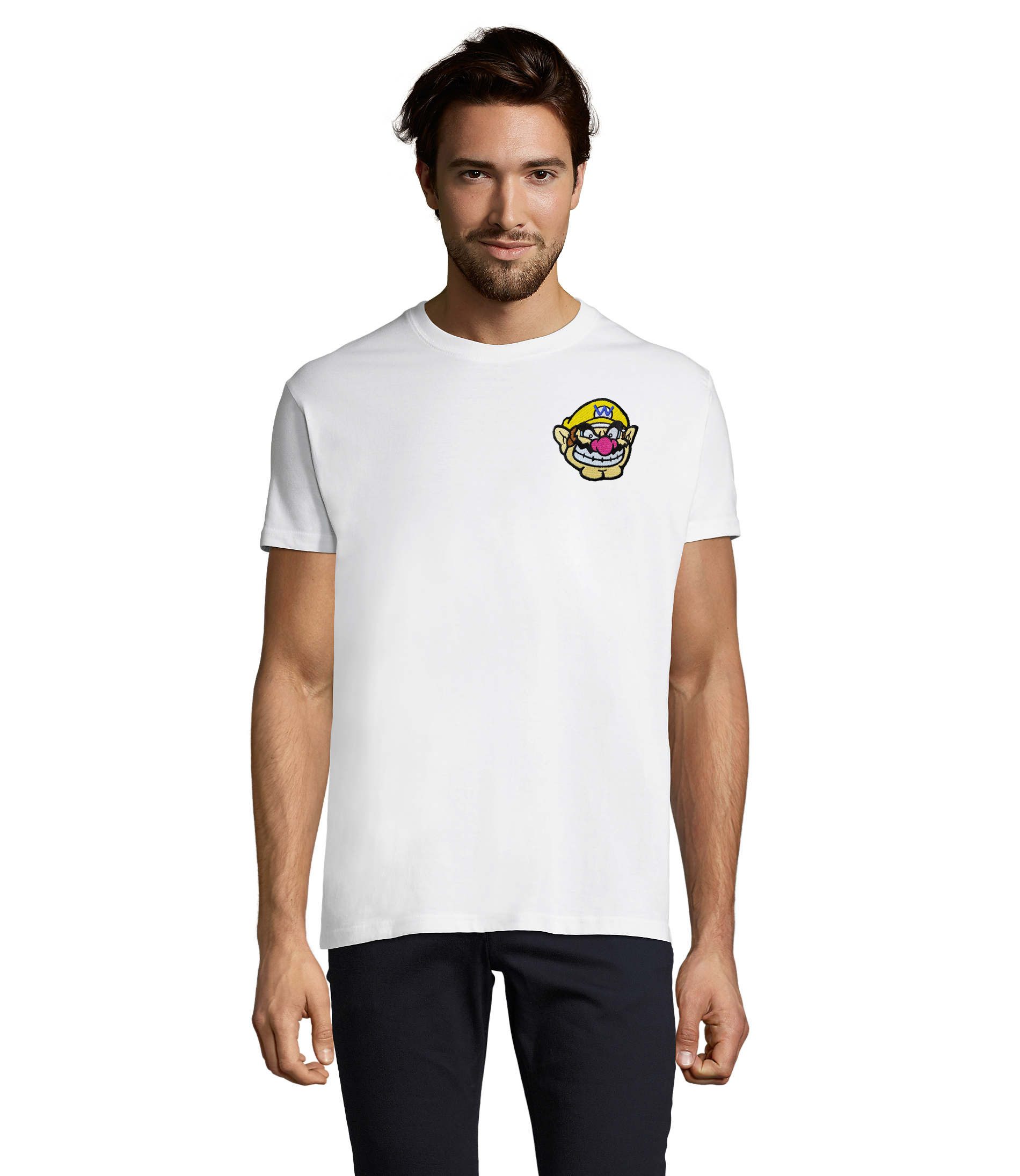 Blondie & Brownie T-Shirt WarioPatch H Tee Herren Gamer Shirt Retro Rundhals Freizeit WarioPatch Retro Herren Shirt