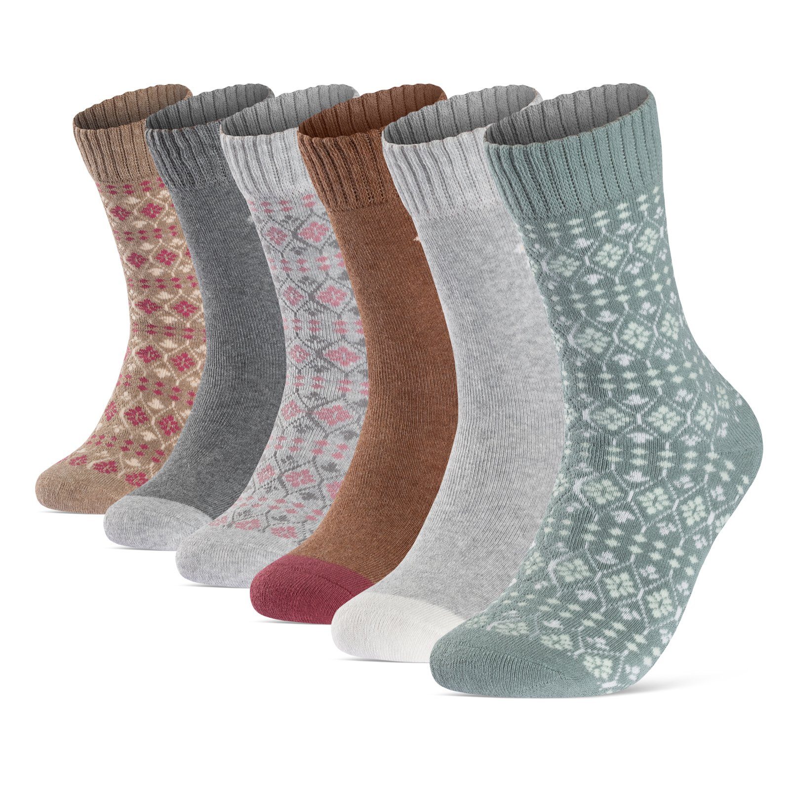 sockenkauf24 Thermosocken 6 oder 12 Paar Damen Wintersocken Damensocken mit Innenfrottee (6-Paar) WP