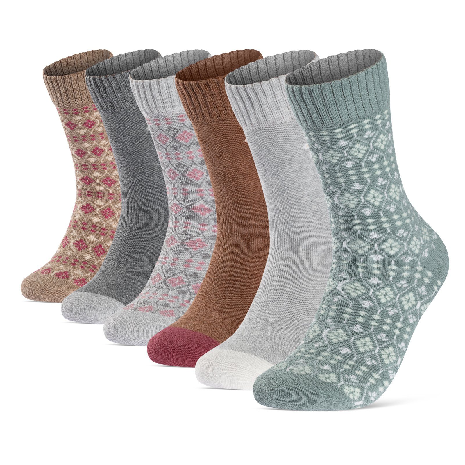 sockenkauf24 Thermosocken 6 oder 12 Paar Damen Wintersocken Damensocken mit Innenfrottee (6-Paar) WP 38205