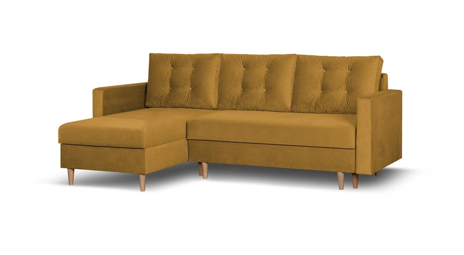 Beautysofa Ecksofa Sigurd Die Lieferung beinhaltet die Lieferung in die Wohnung, 226 cm Ecke für Wohnzimmer, im skandinavischen Stil, Polsterecke mit Schlaffunktion und Bettkasten