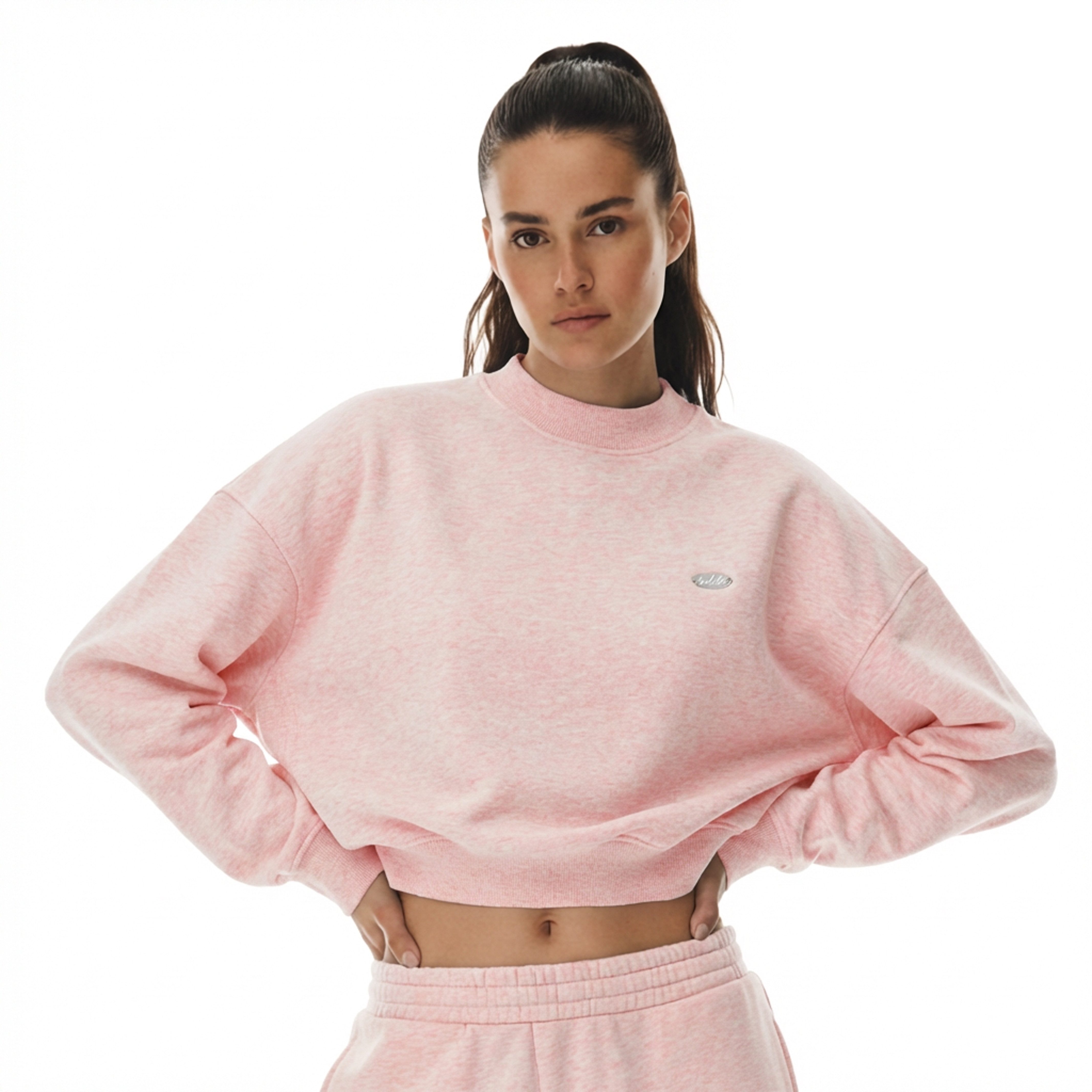 Smilodox Sweatshirt Amelia, Oversize Crop Pullover Langarmshirt Sport Freizeit Streetwear Relaxed Fit Hochwertiger Sweater Metallabel Lässig Atmungsaktiv