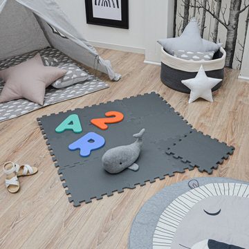 LittleTom Puzzlematte 9 Teile Baby Kinder Puzzlematte ab Null - 30x30cm, Baby Kinder Puzzlematte grau