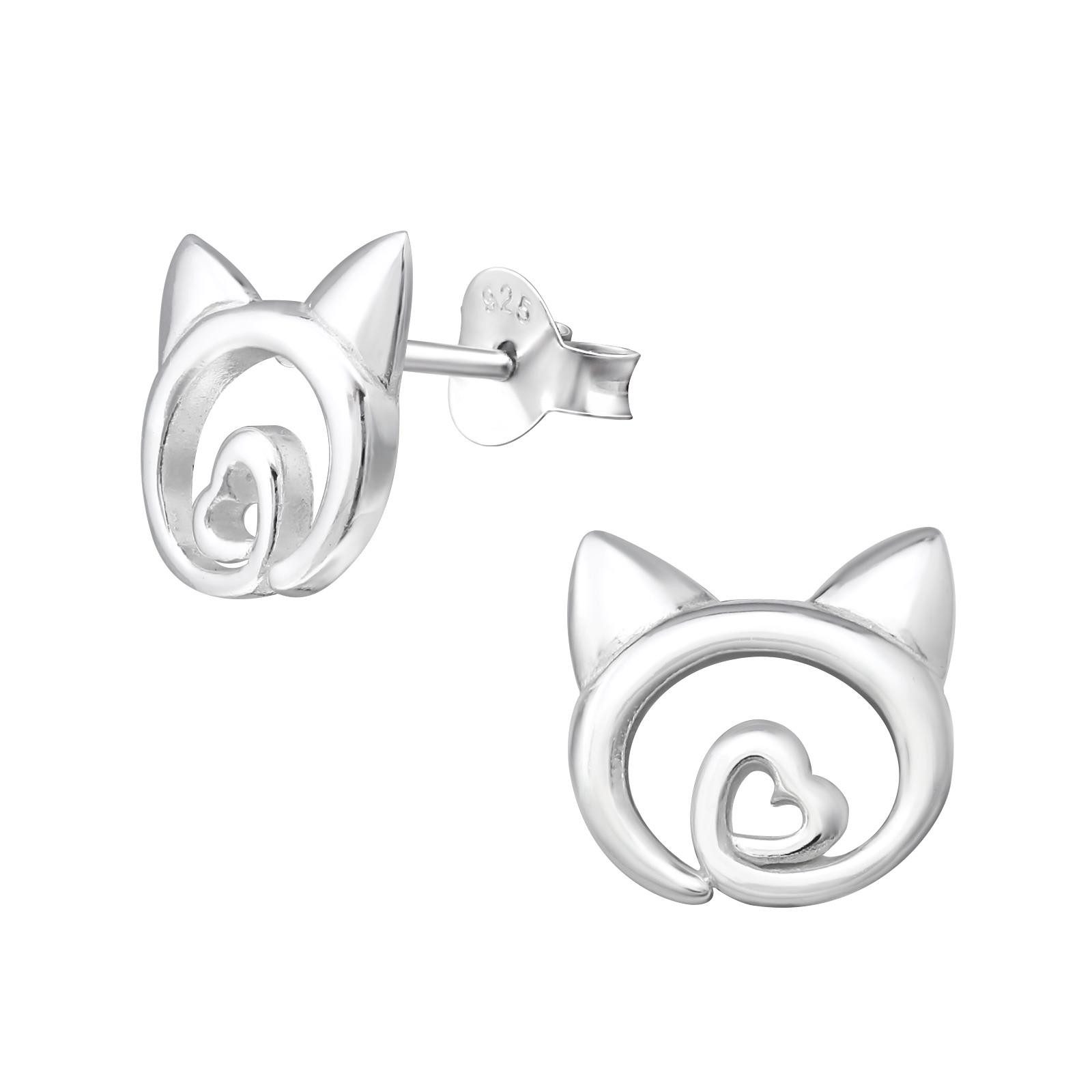 Monkimau Ohrring-Set Katzen Ohrringe aus 925 Silber, Hypoallergen