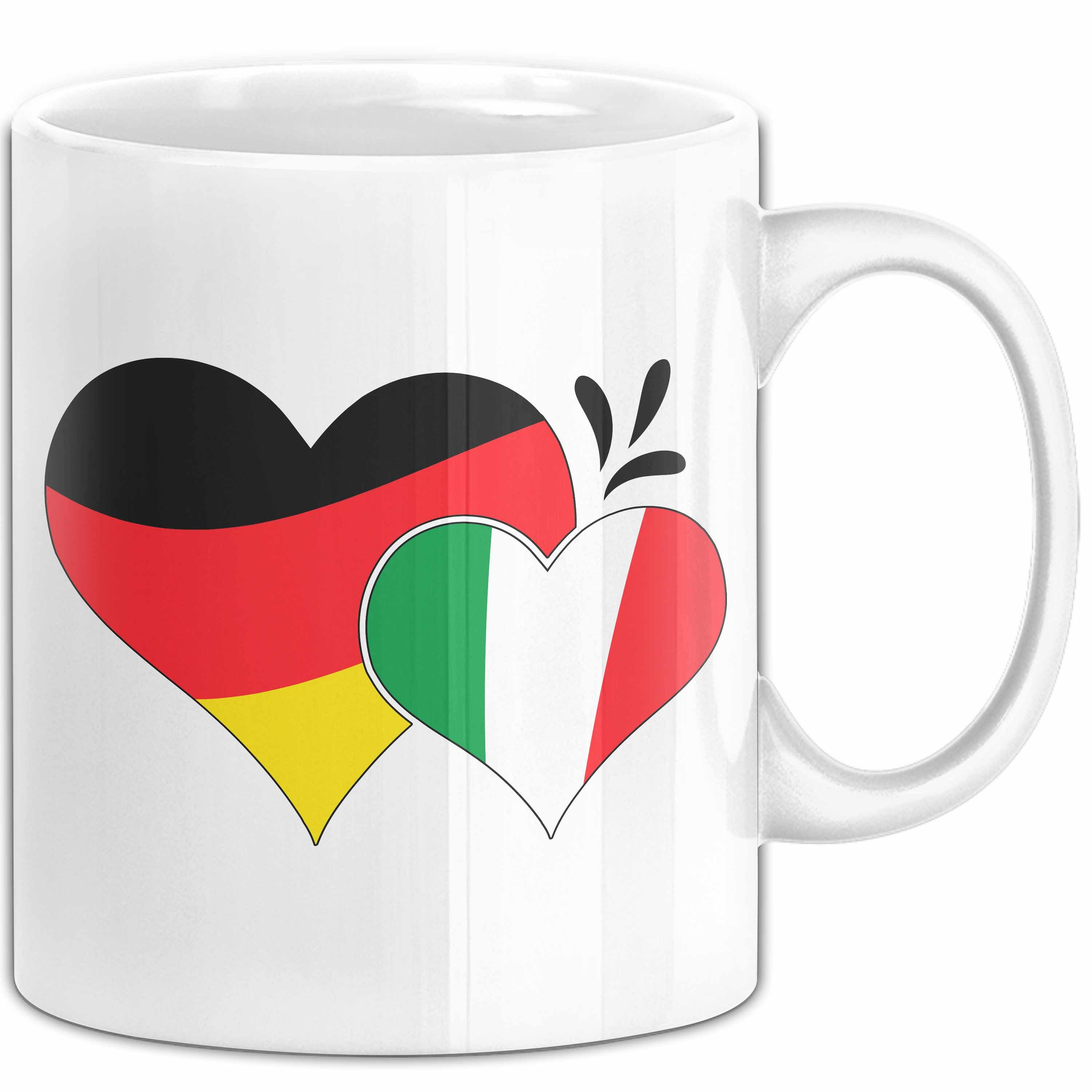 Trendation Tasse Deutschland Italien Tasse Geschenk Halb Italiener Deutsche Geschenkide, Keramik