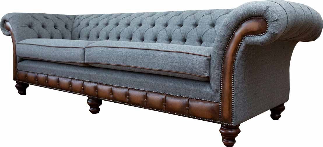 JVmoebel Sofa Chesterfield Grauer Dreisitzer Europe Sofa Neu, in Couch Luxus Made Designer