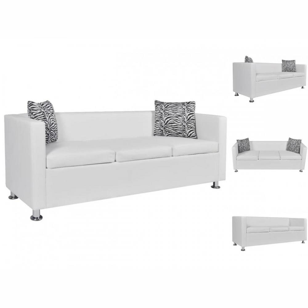 Kunstleder Sofa 3-Sitzer-Sofa Weiß Couch vidaXL