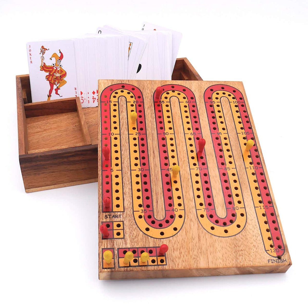 ROMBOL Denkspiele Spiel, Brettspiel Cribbage tolles, spannendes Kartenspiel für 2 Personen aus