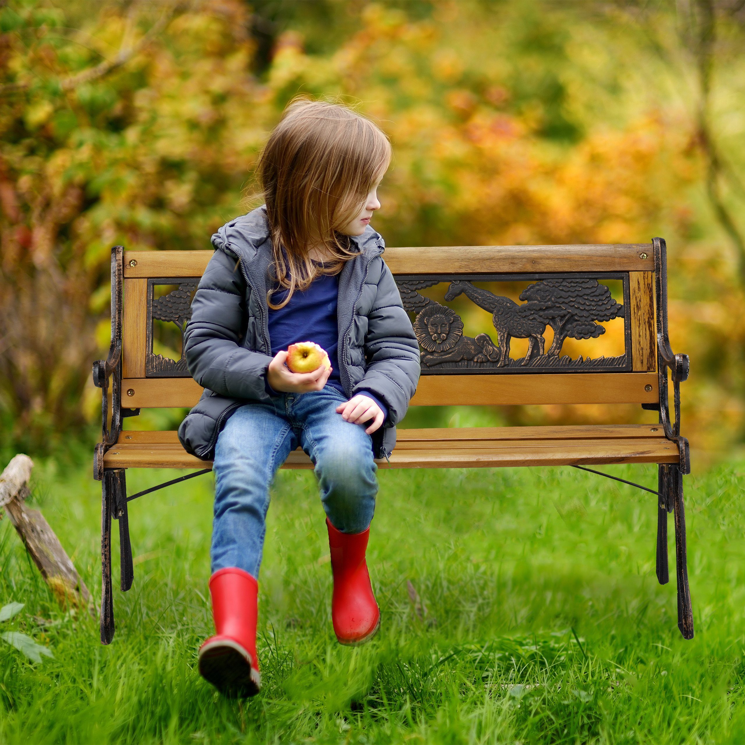 relaxdays Gartenbank Kinder Gartenbank mit Tier-Motiv