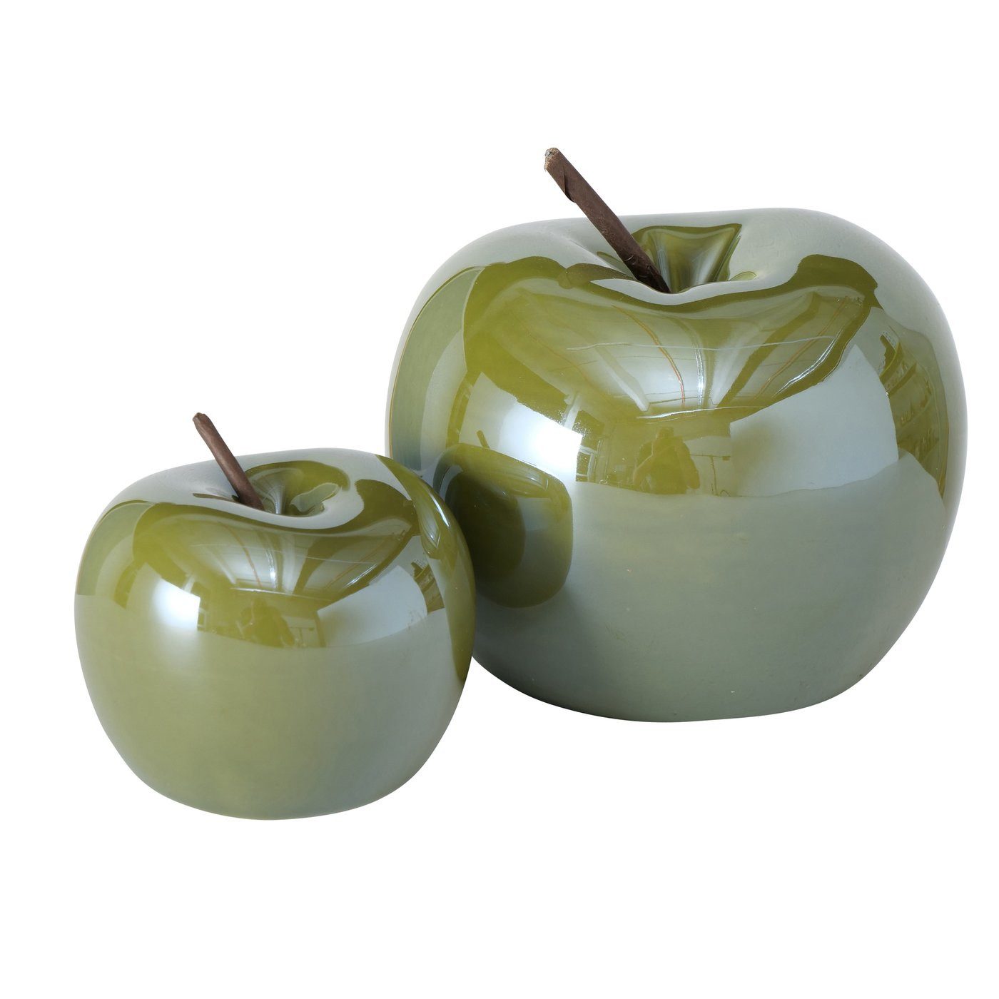 BOLTZE GRUPPE GmbH Dekoobjekt Dekoaufsteller Perly Apfel Porzellan H 7/9 cm Ø 7/11 cm grün 2-teilig