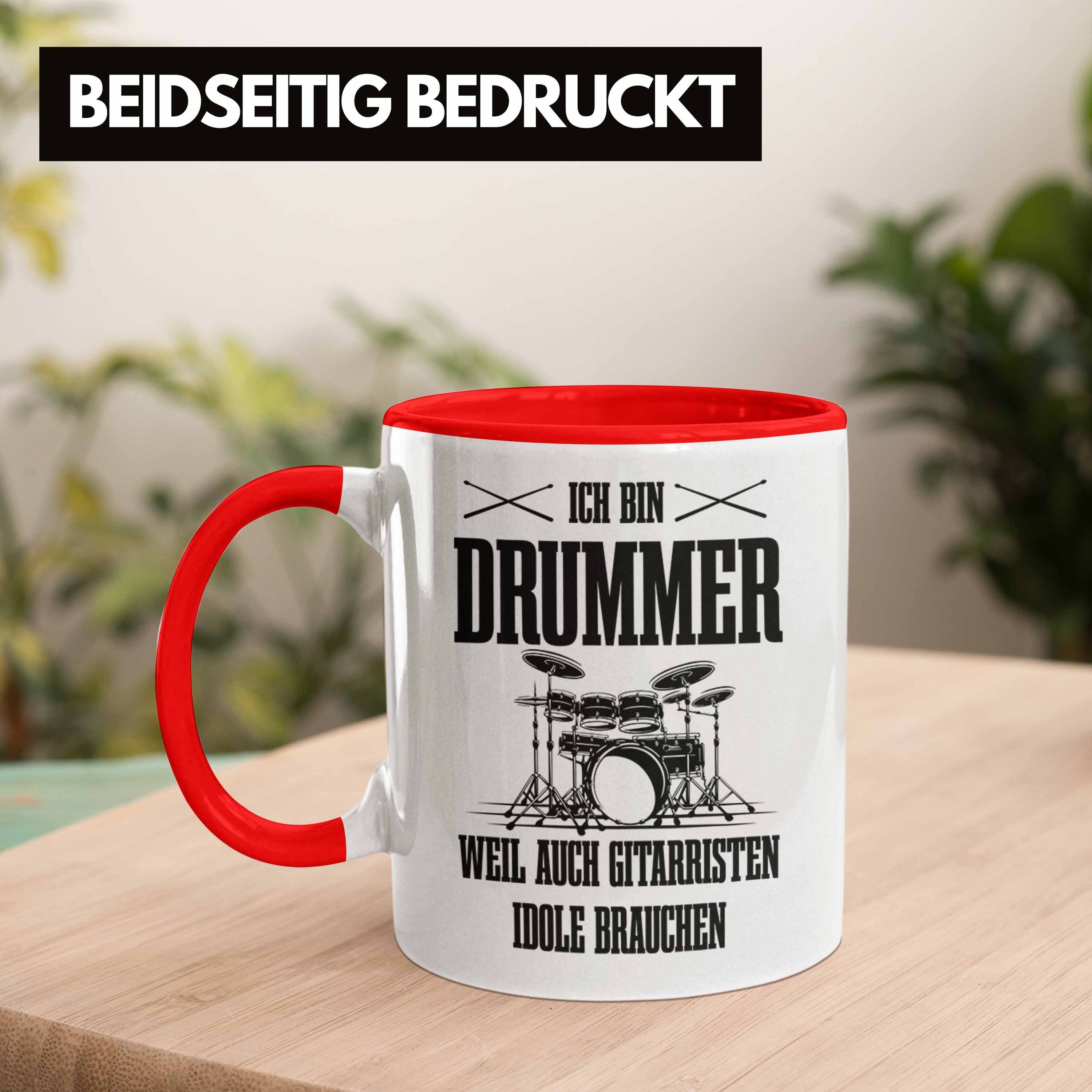 Tasse Rot Auc Trendation Schlagzeugspieler Tasse Drummer Spruch Geschenk Geschenkidee Weil