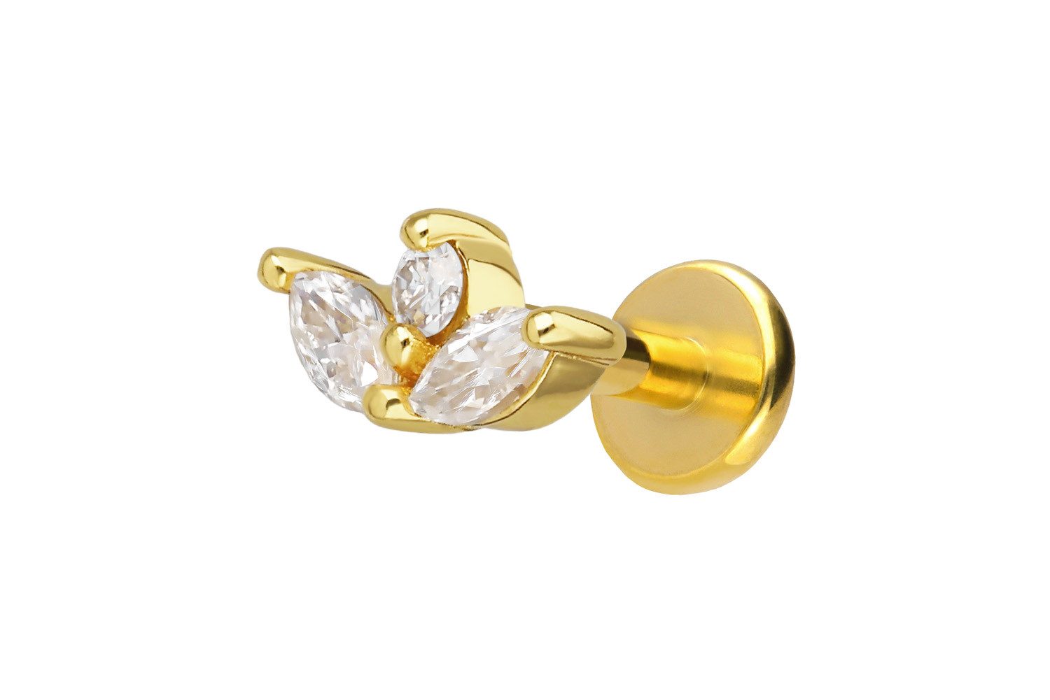 PIERCINGLINE Piercing-Set Titan Labret mit Innengewinde + 925er Silber Aufsatz (Labrets, 1-tlg)