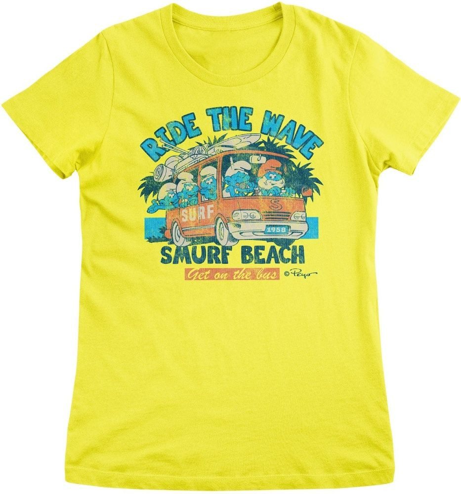 Die Schlümpfe T-Shirt Ride The Wave - Smurf Beach Girly Tee