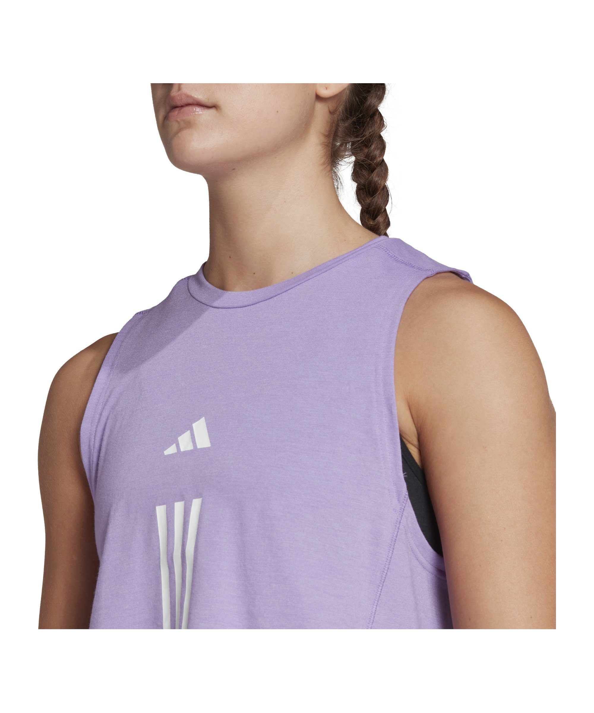 Performance Damen 3-Stripes T-Shirt Crop Top default adidas lilaweiss