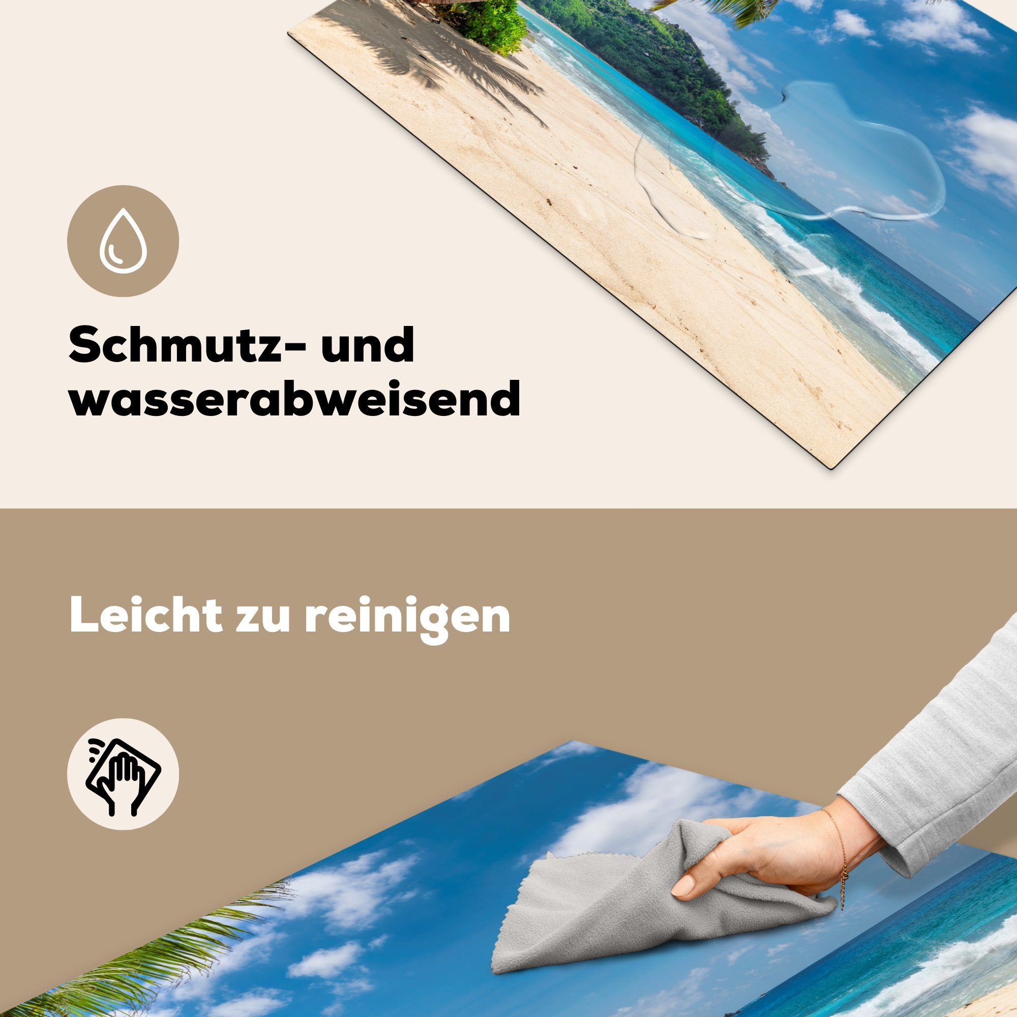 Ceranfeldabdeckung - (1 küche, Strand Schutz cm, Vinyl, für tlg), die Induktionskochfeld - Urlaub, Herdblende-/Abdeckplatte Meer Insel MuchoWow 81x52 -