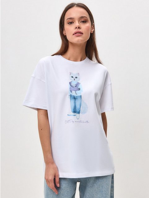 CAT by maniita lacitta Kurzarmshirt Oversized T-Shirt mit Katzenprint MOTHE günstig online kaufen