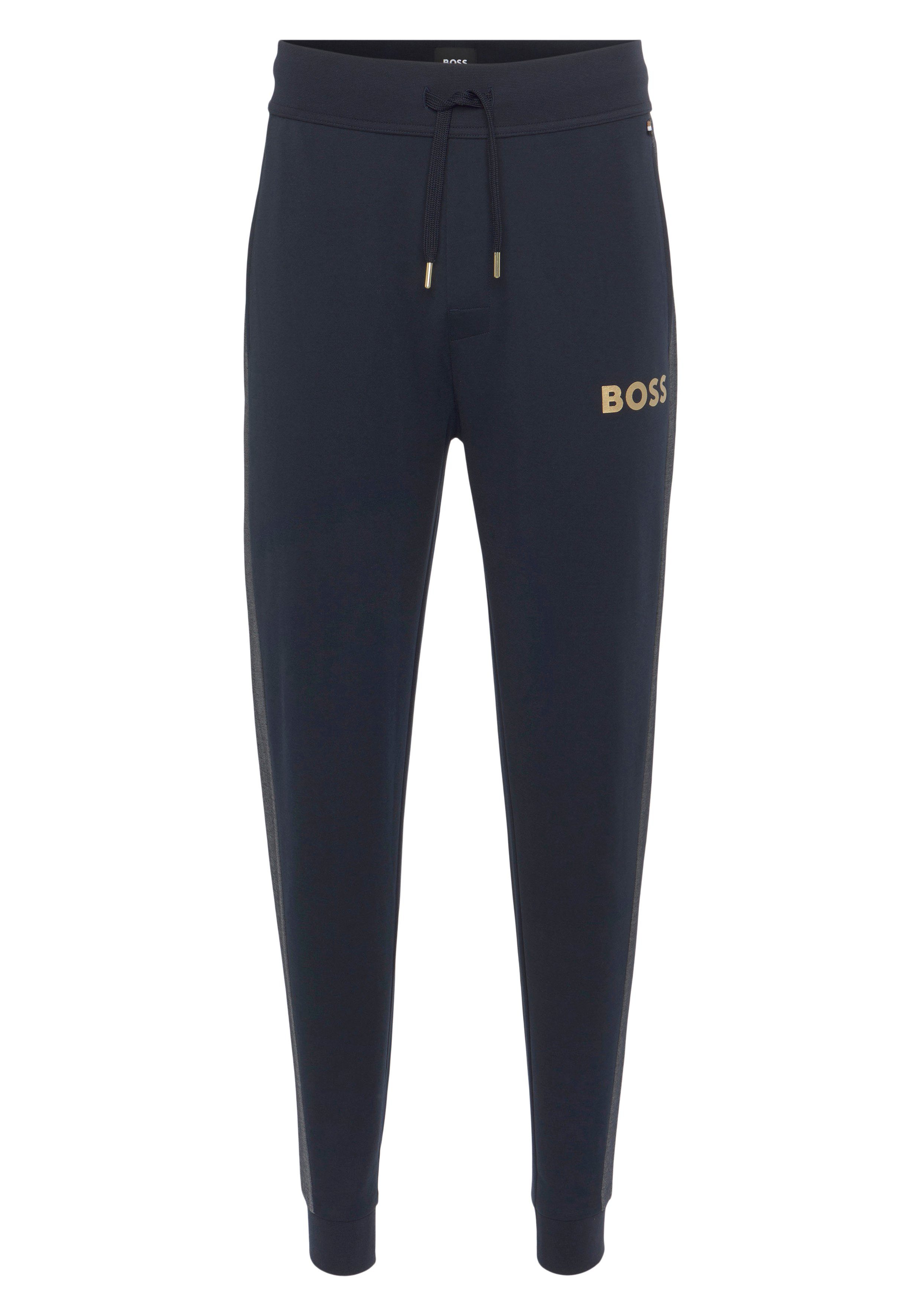 BOSS Homewearhose Tracksuit Pants 10166548 22 mit kontrastfarbenem  Seitenstreifen, Logo-Print und kontrastfarbiger Streifen am Bein