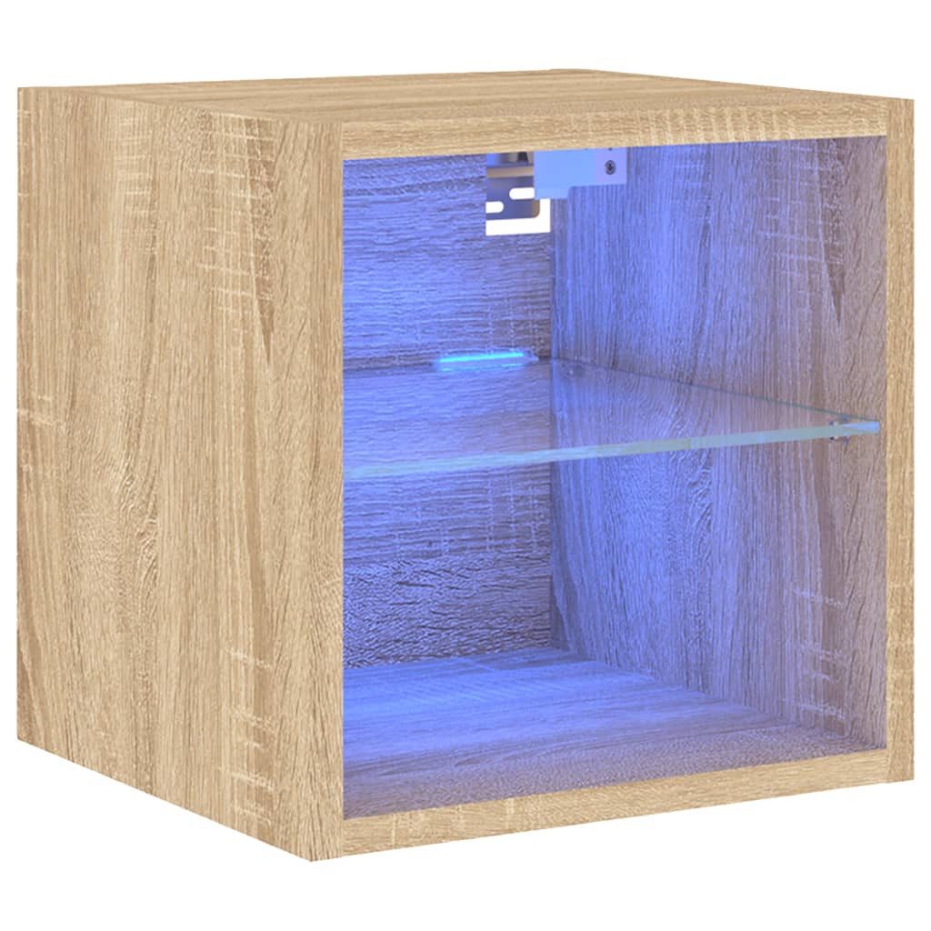 vidaXL TV-Wand TV-Wandschrank mit LED-Leuchten Sonoma-Eiche 30x28,5x30 cm, günstig online kaufen