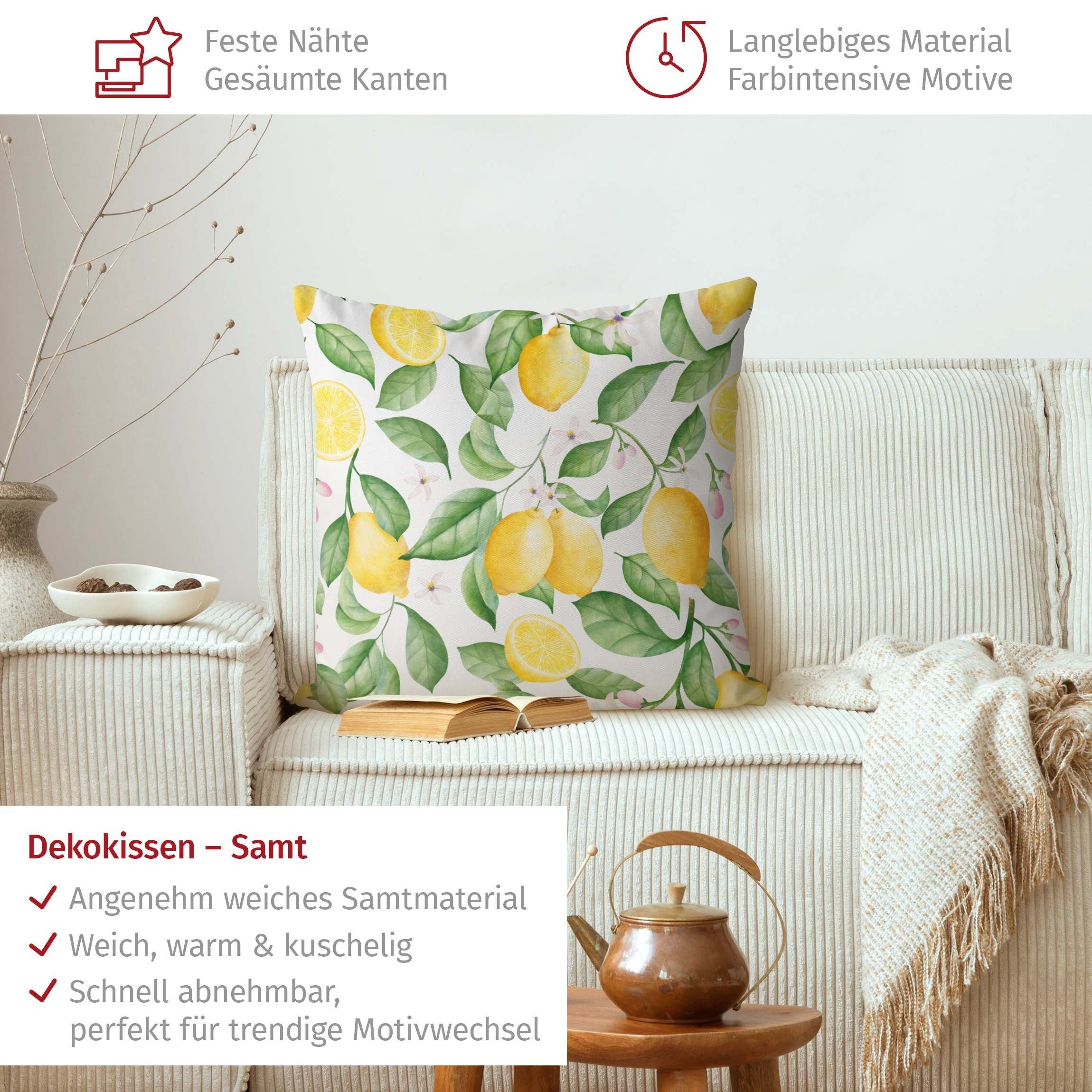 Bilderdepot24 Dekokissen drinnen Kissenhülle/ Sofakissen/ Zierkissen Kissenhülle gelb Kulinaris, Bezug Aquarell mit / ohne Füllung Zierkissen Outdoor Sofa Bett