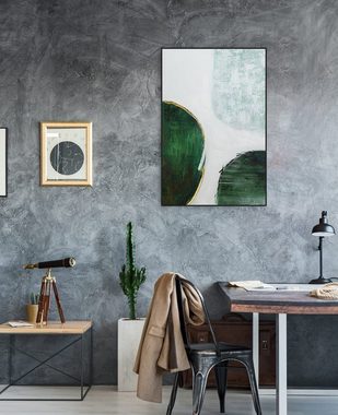 KUNSTLOFT Gemälde Green Continents 60x90 cm, Leinwandbild 100% HANDGEMALT Wandbild Wohnzimmer