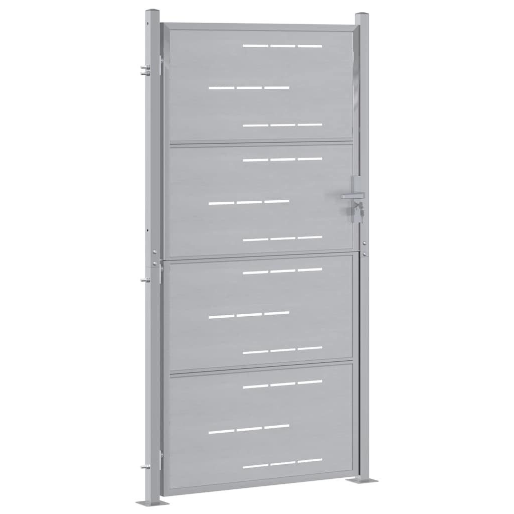 vidaXL Gartentor Gartentor mit Schloss Silber 85 x 196 cm Edelstahl – Bild 4 von 5
