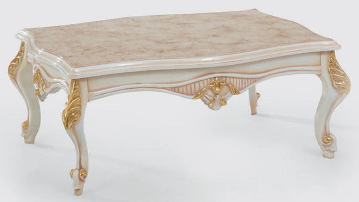 Beige Edler cm 50 Luxus Wohnzimmertisch / Barock Couchtisch Barock Wohnzimmertisch - Massivholz Gold / Casa Padrino - H. Möbel Weiß 116 90 x x im Barockstil