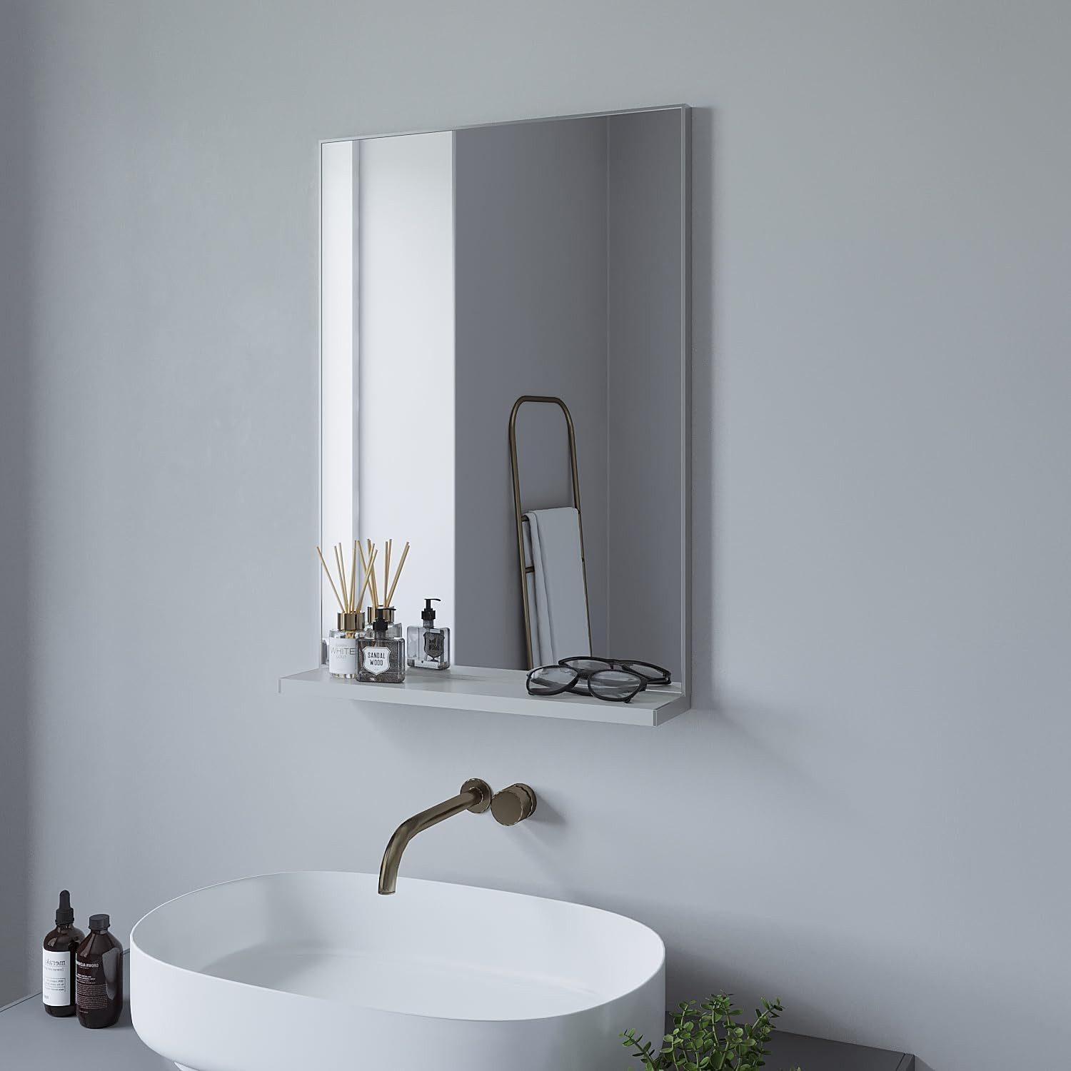 AQUABATOS Badspiegel Spiegel Badezimmer mit Ablage Badzimmer Spiegel Wandsp günstig online kaufen