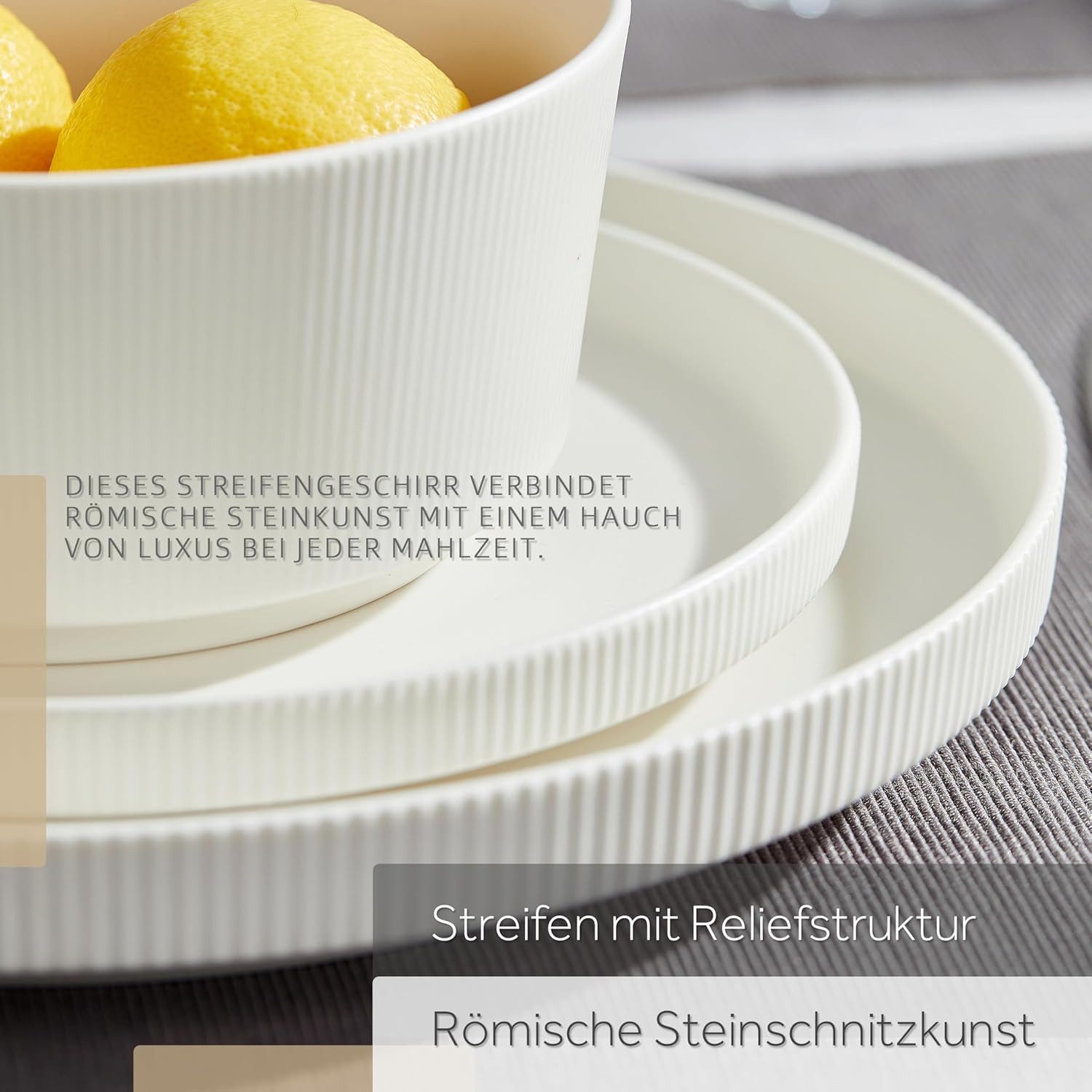 JIWOO Geschirr-Set 12tlg Kombiservice Teller-Set Tafelservice Schüssel-Set Speiseteller (12-tlg), 4 Personen, Keramik, Hochwertiges Geschirr set Weiß Mikrowellen spülmaschinenfest