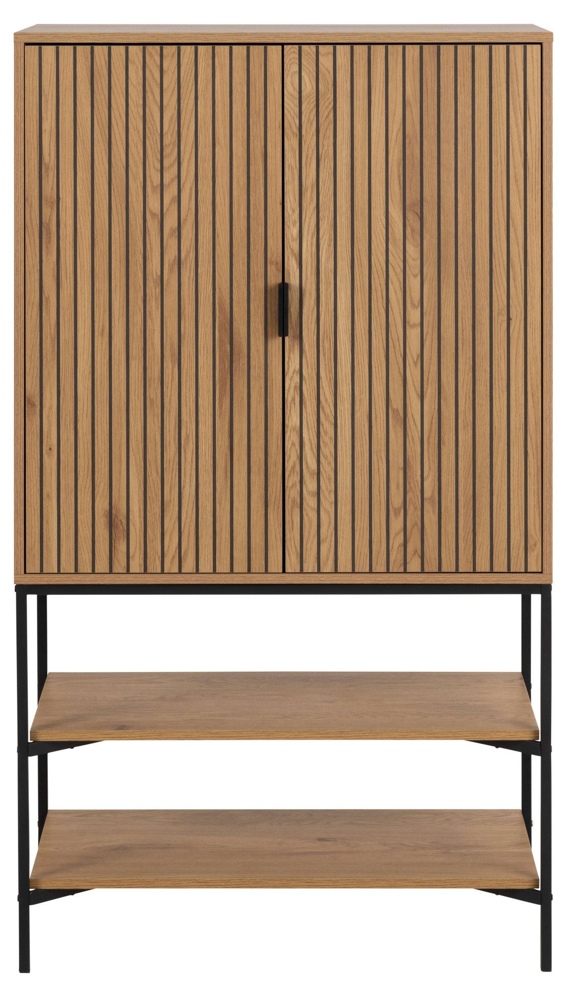ACTONA GROUP Stauraumschrank Jaipur Sideboard, Regal, Wildeiche-Optik, 2 Türen und 2 Einlegeböden, Lamellenfront