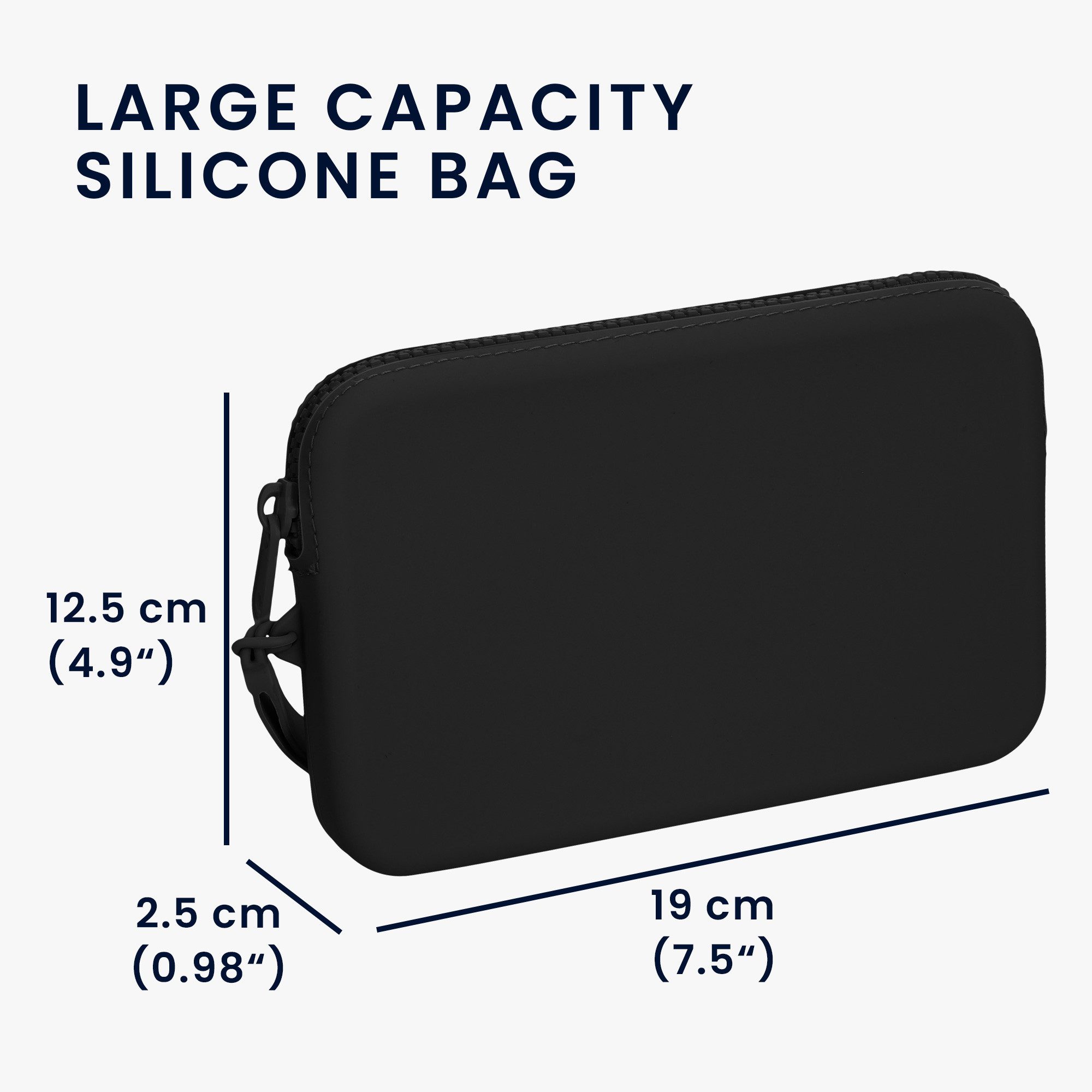 kwmobile Smartphone-Hülle Handytasche aus weichem Silikon - Handy Tasche 18 x 12 x 2,5 cm, Handy Hülle mit Reißverschluss Schwarz - Kosmetiktasche