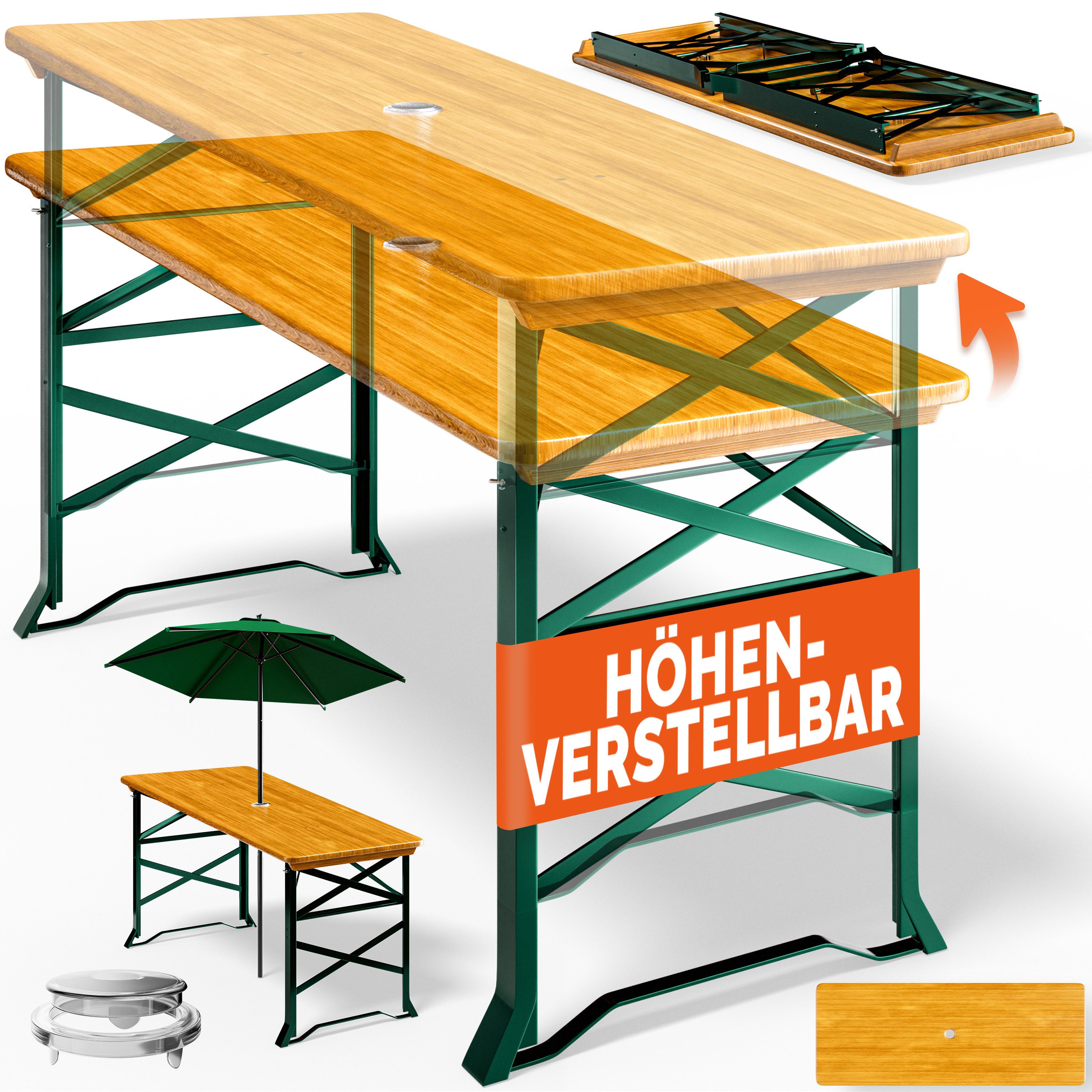 Casaria Stehtisch (1-St), Höhenverstellbar Klappbar Garten Holz Bartisch Pa günstig online kaufen