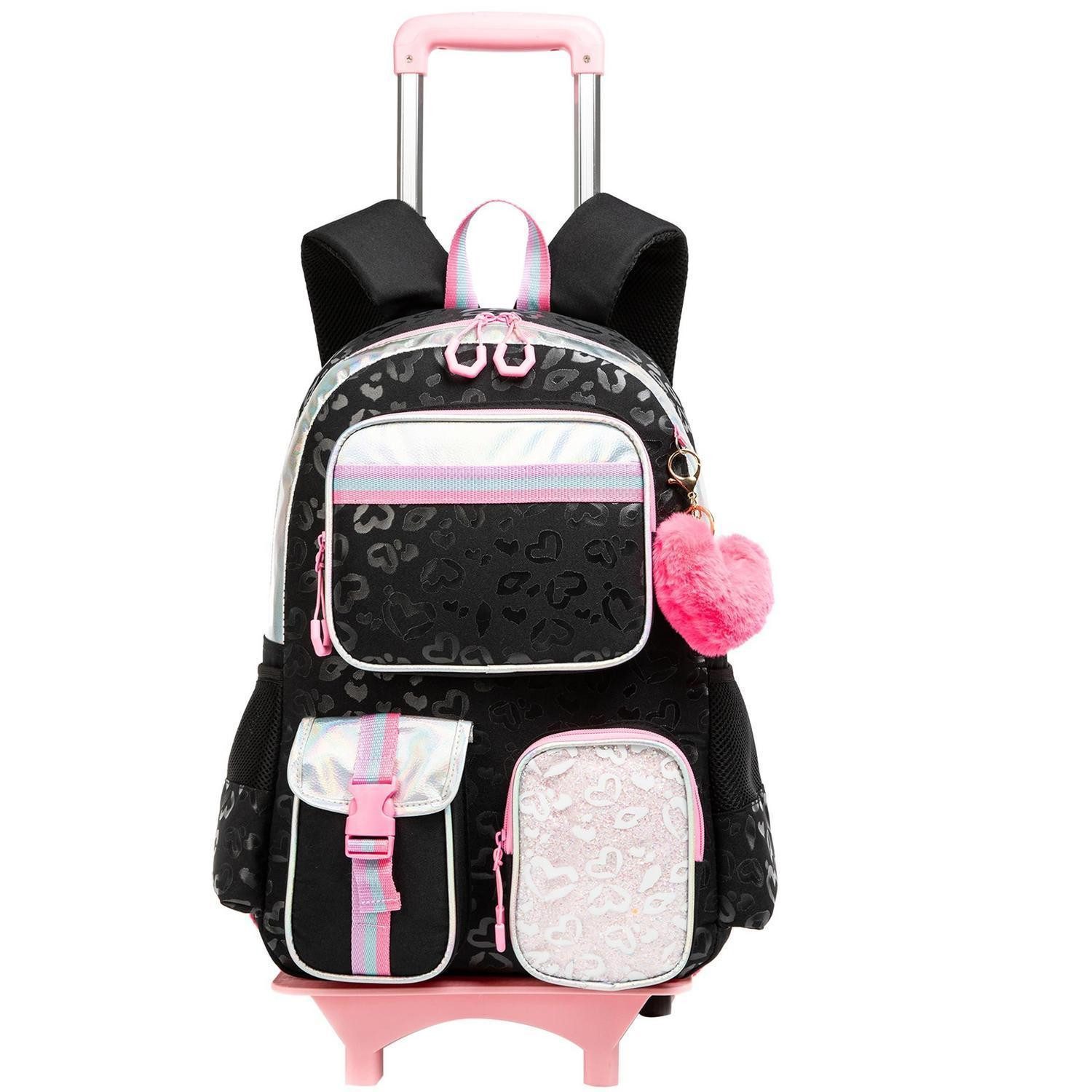LuxusKollektion Schulranzen Schulranzen Trolley mit Rollen Mädchen Schwarz Heart