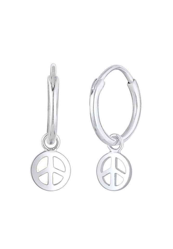 Elli Paar Creolen Creolen Peace Boho Symbol 925 Silber, Creolen Ohrringe im  Boho-Style für Damen