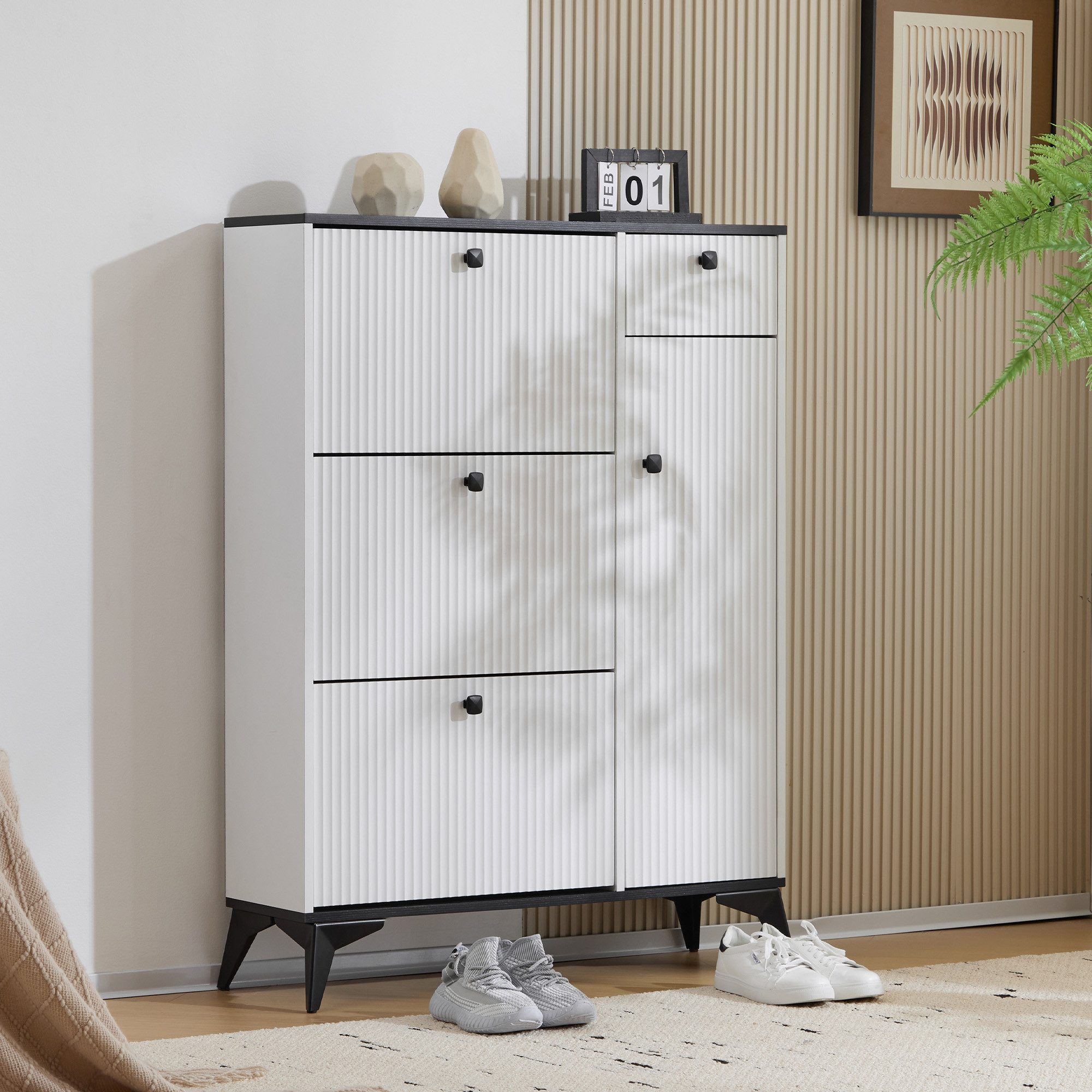 Merax Schuhschrank mit 3 Klappen Schuhregal günstig online kaufen