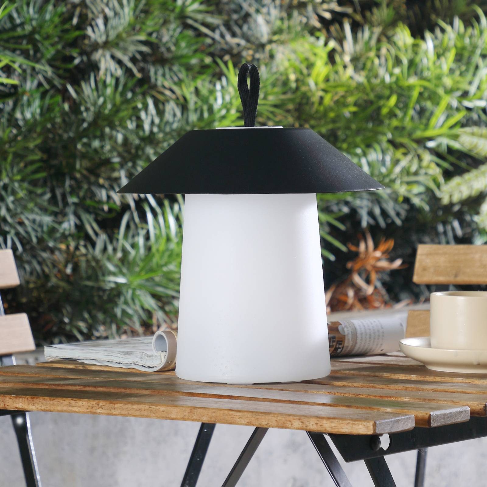 Lindby Außen-Tischleuchte Kalina, LED, Kunststoff Schwarz warmweiß IP44, LED 3 W gesamt, warmweiß