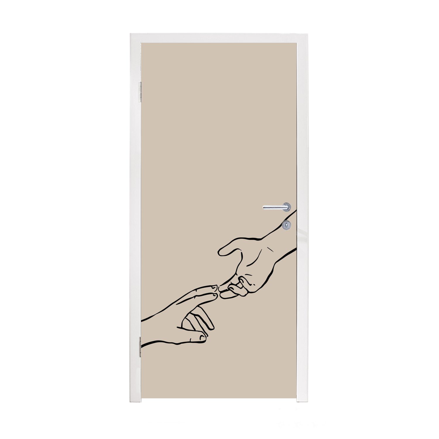 - Türtapete bedruckt, cm St), für (1 - Line Fototapete Art für MuchoWow Hand Matt, Tür, ihn, Türaufkleber, Valentinsgeschenk 75x205