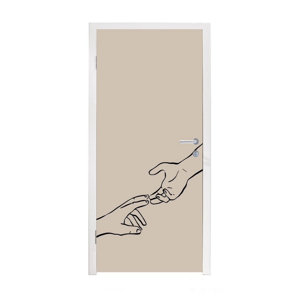 MuchoWow Türtapete Line Art - Hand - Valentinsgeschenk für ihn, Matt,  bedruckt, (1 St), Fototapete für Tür, Türaufkleber, 75x205 cm