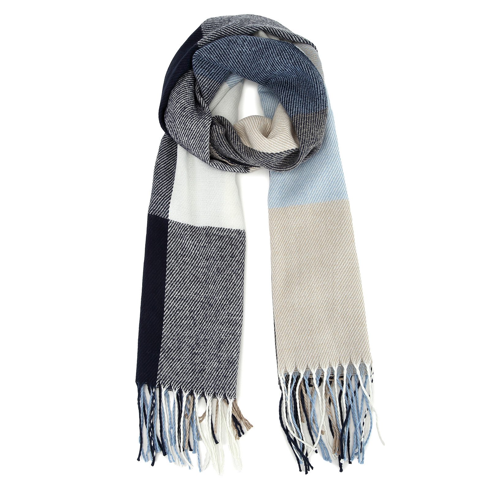 Miss Lulu Modeschal Damen XXL-Pashmina, Übergroßer Karo-Schal mit Fransen günstig online kaufen