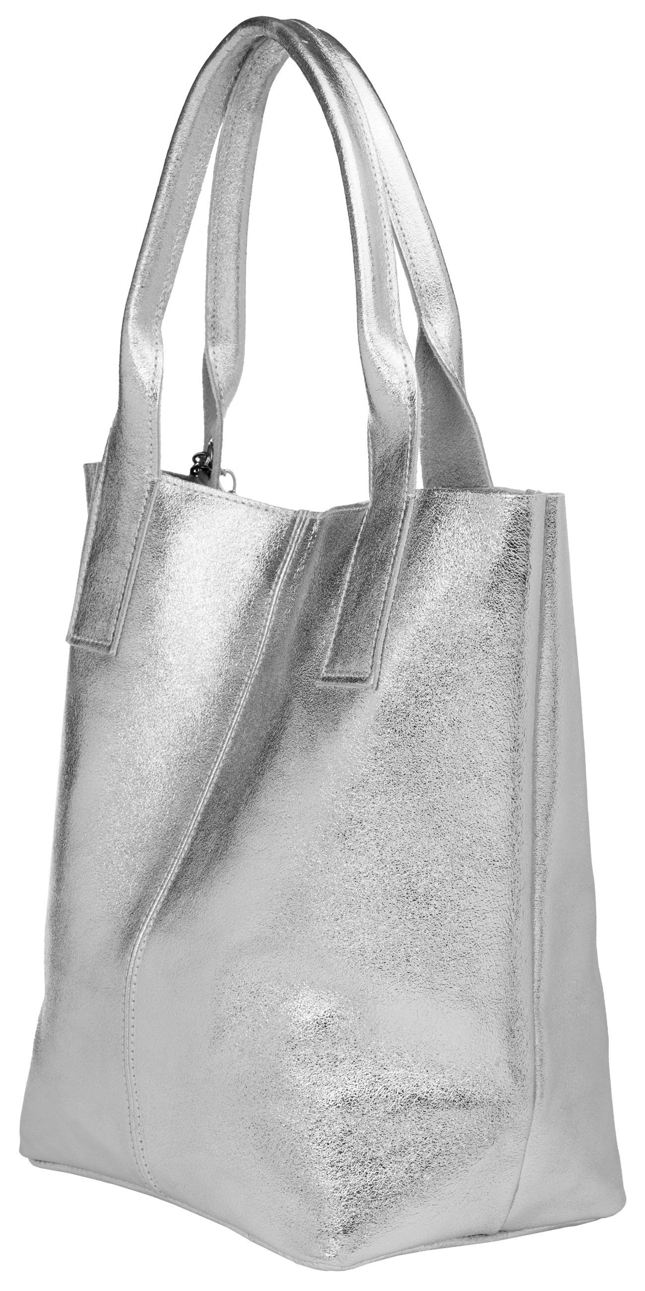 Caspar Schultertasche große Wildleder Shopper Damen Tasche - CLASSIC LINE - Modell No.828, 100% italienisches Leder - mit stylischer Metallkette & Zusatztasche
