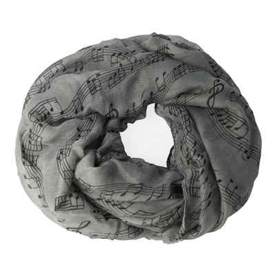 mugesh Schal Rund-Schal Notenzeile groß grau-schwarz, für Musikerinnen und Musiker