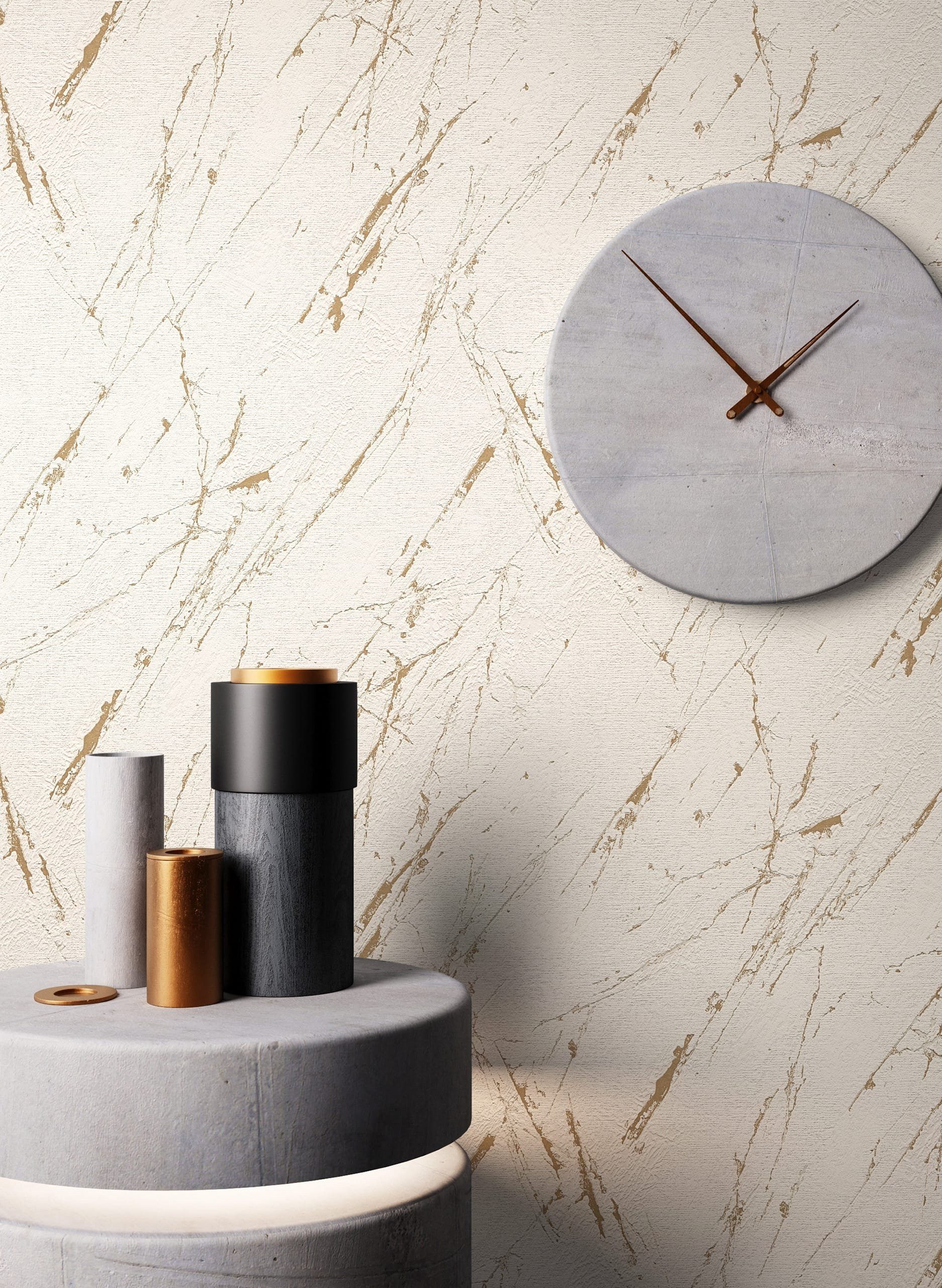 Newroom Vliestapete Marmora 04 Tapete Marmoroptik Marmor,Metallic, Beige Tapete Modern Marmor - Marmoroptik Marmor-Tapete Creme Gold 3D Optik Glamour Metallic f – Bild 3 von 4