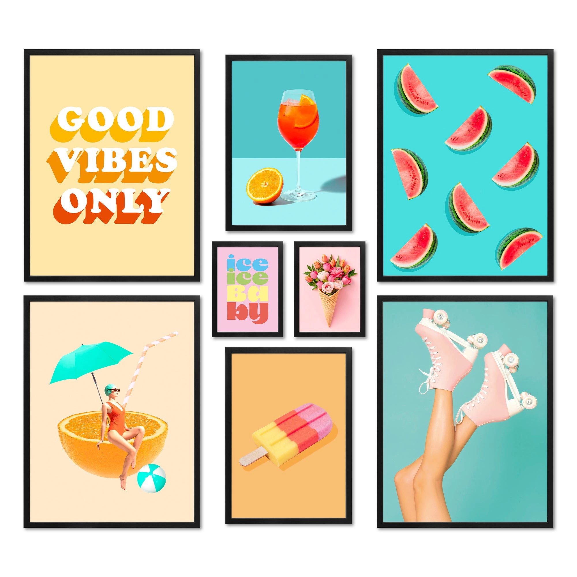 Bilder-Collage Poster Set - Dopamine Summer - Deko Wandbilder dopamin decor, sommer