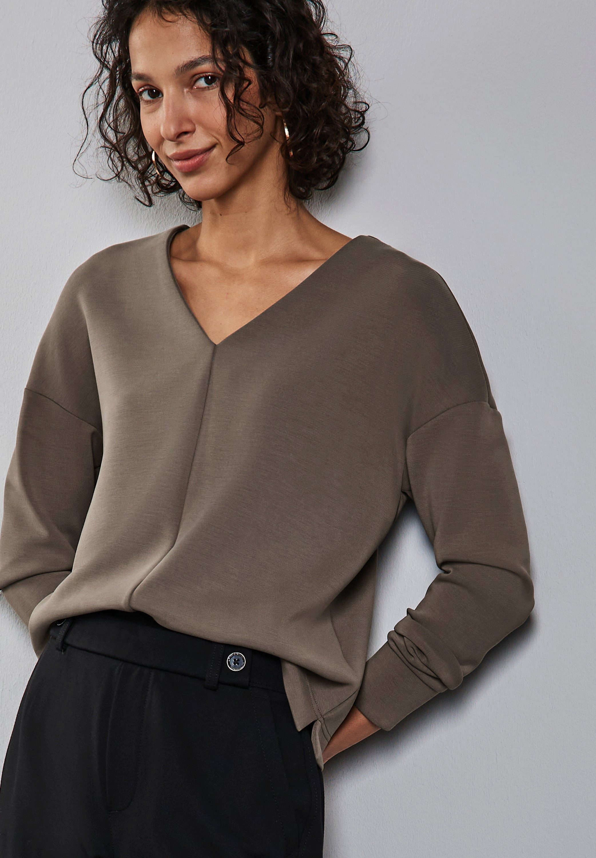 STREET ONE V-Shirt Silk-Look Shirt (1-tlg) günstig online kaufen