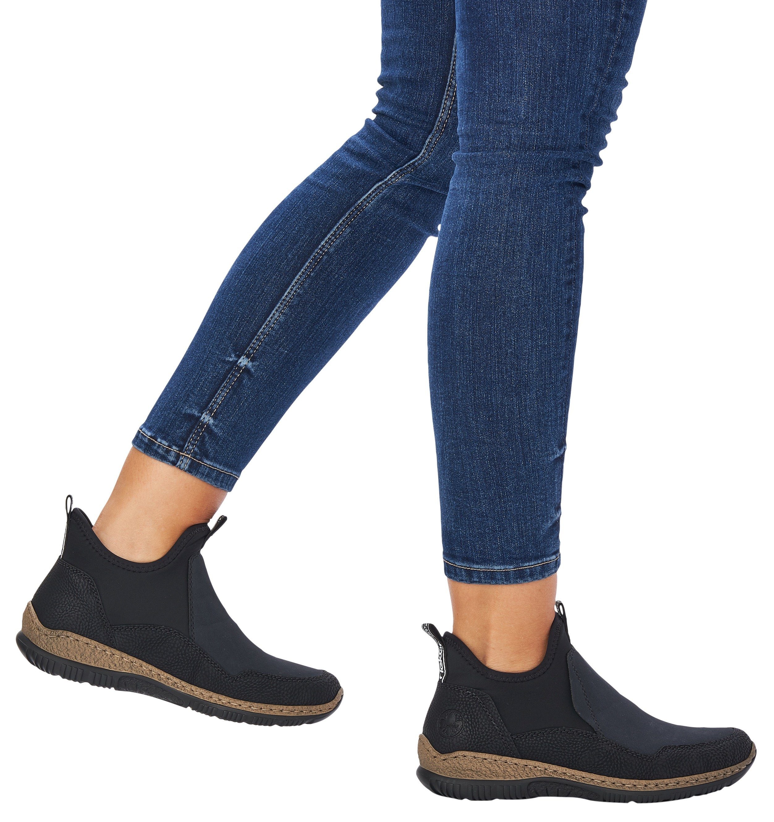 Rieker Schlupfboots Slipper, Slip-on Sneaker, Stiefelette mit MemoSoft-Innensohle