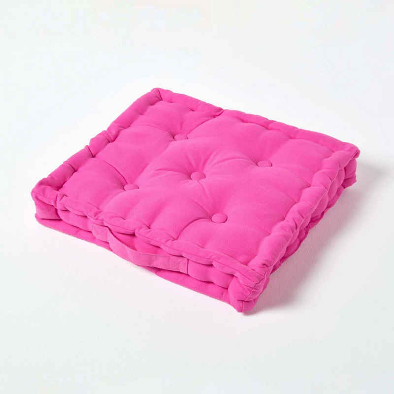 Homescapes Bodenkissen Sitzkissen unifarben pink 40 x 40 cm