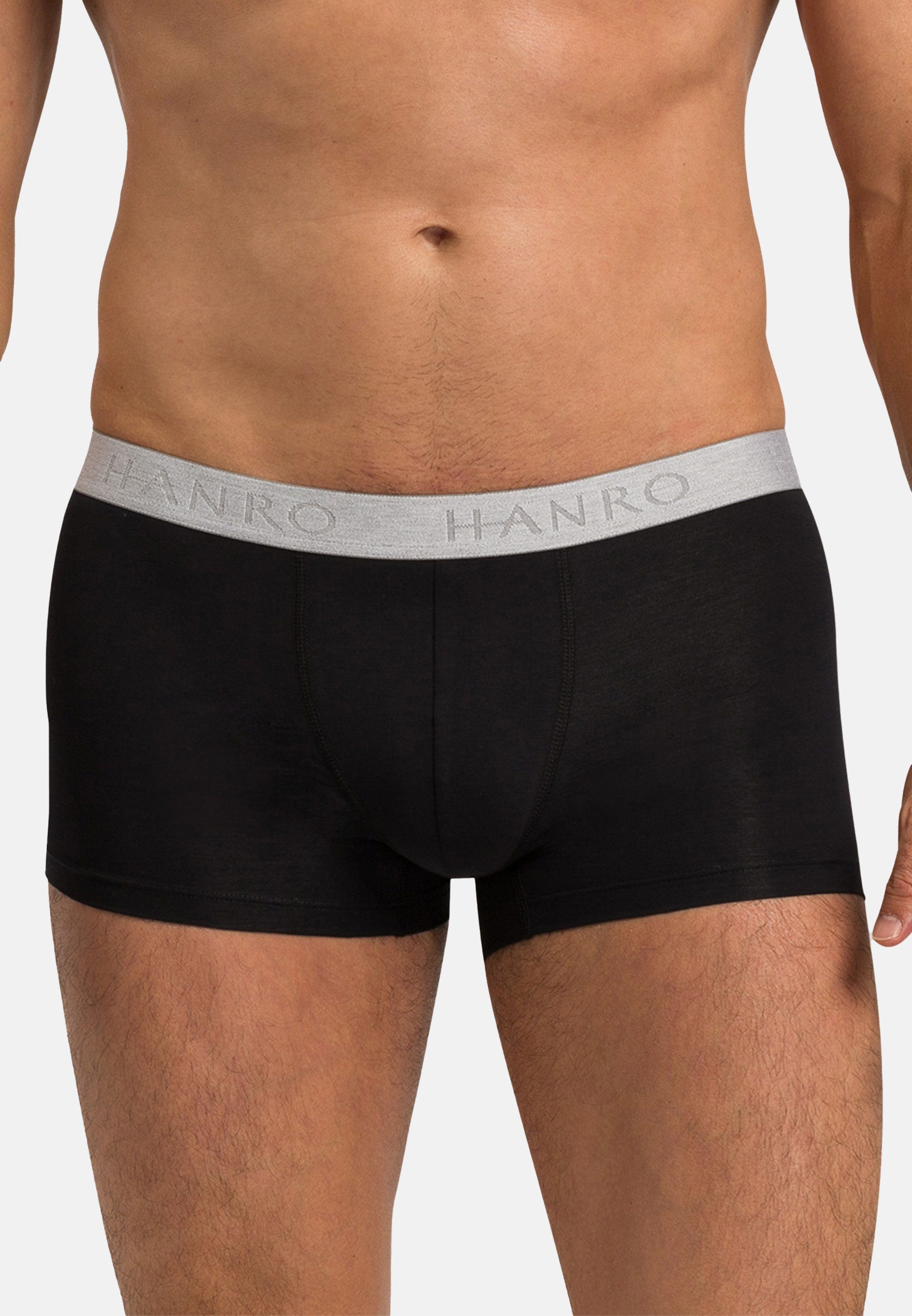 Retro Hanro Baumwolle - Ohne - Boxer 2er - Retro Pack / (Spar-Set, Eingriff Essentials Schwarz 2-St) Pant Short Cotton