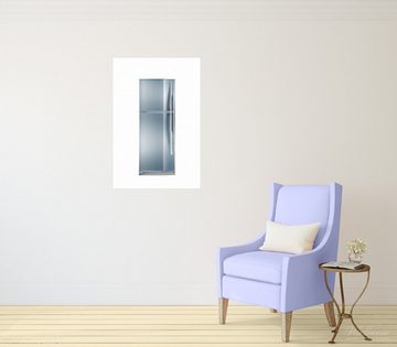Wallario Poster, Kühlschrank Edelstahl-Optik frontal bläulich-silber glänzend, in verschiedenen Ausführungen